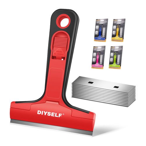 DIYSELF Razor Blade Scraper with 10 PCS 4" Blades, Scraper for Cleaning