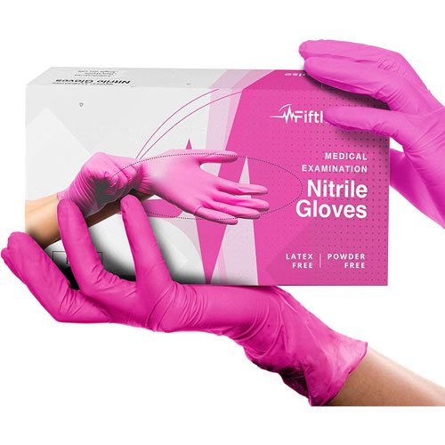 FifthPulse Fuchsia Hot Pink Nitrile Disposable Gloves -3 Mil Medical Exam Nitrile Gloves -Powder and Latex Free