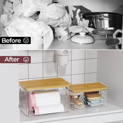 Delamu 2 Pack (XL+S) Trash Bag Dispenser, Stackable Garbage Bag Holder